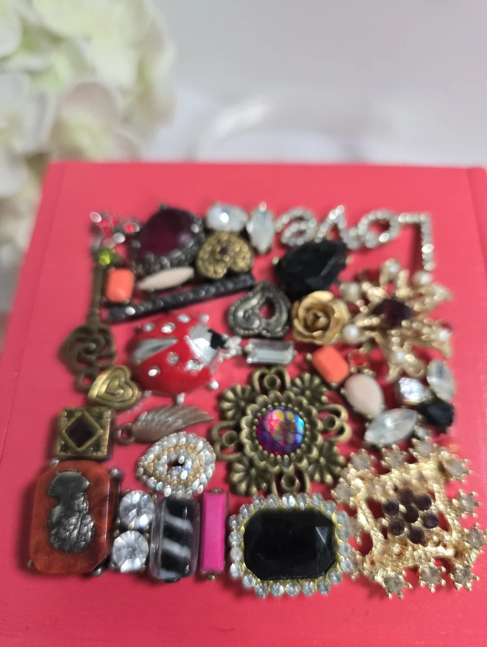 Salvaged Treasure Upcycled Jewelry Art Wooden Keepsake Trinket Box - LOVE Theme
